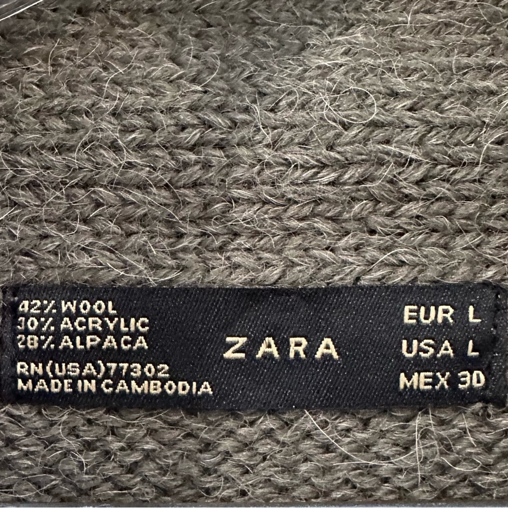 Zara Green Wool Alpaca Sweater Women’s Large Shawl Collar - Picture 12 of 14